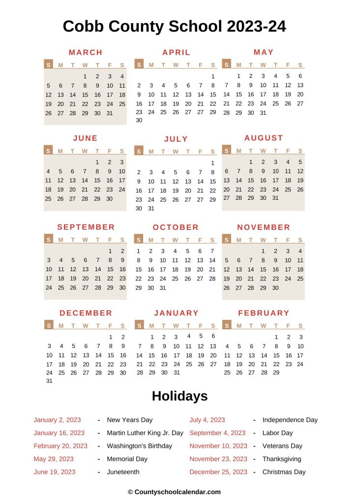 Cobb County School Calendar 2022 23 With Holidays