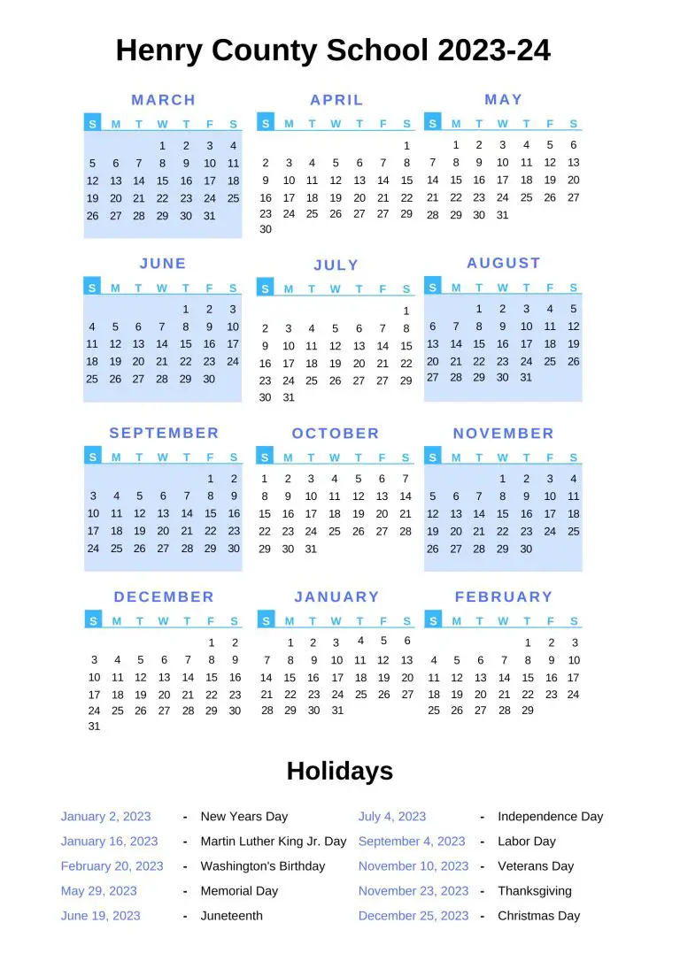 Henry County Schools Calendar Archives County School Calendar 202324