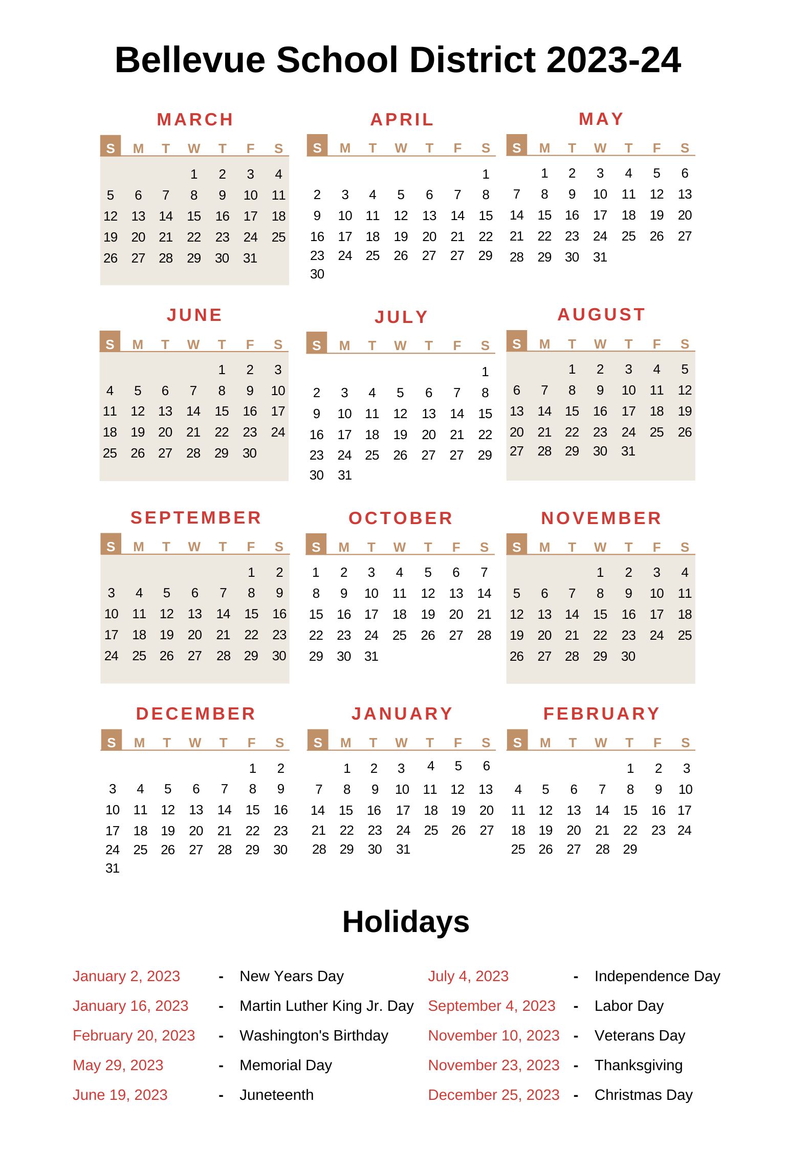 Bellevue School District Salary Schedule 2025-2025