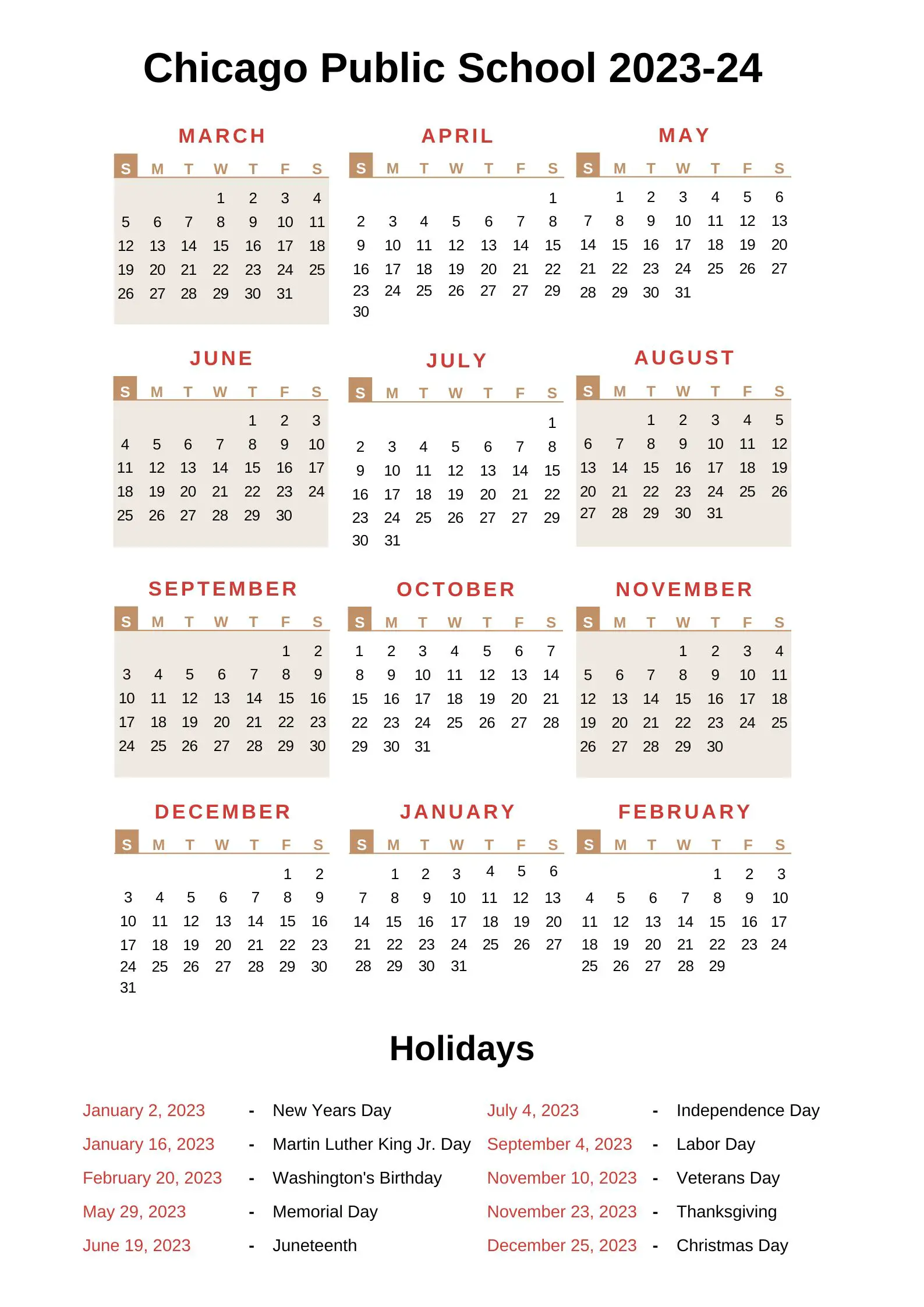 CPS Calendar Archives County School Calendar 202324