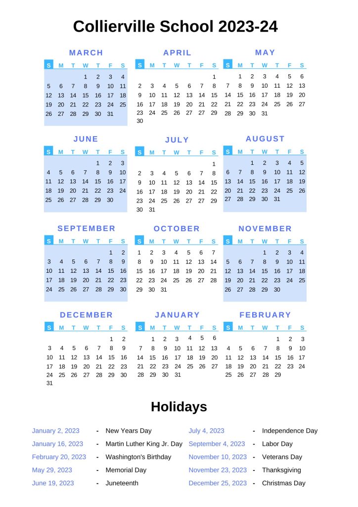 Collierville School Calendar