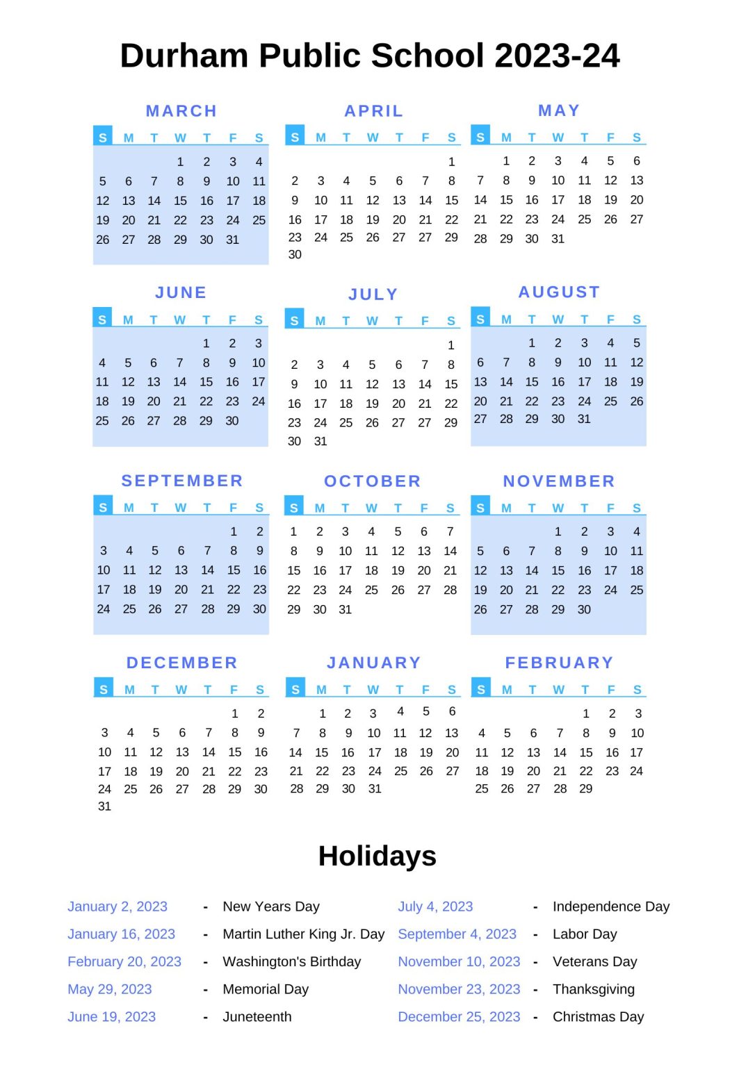 Durham Public Schools Traditional Calendar Archives County School 