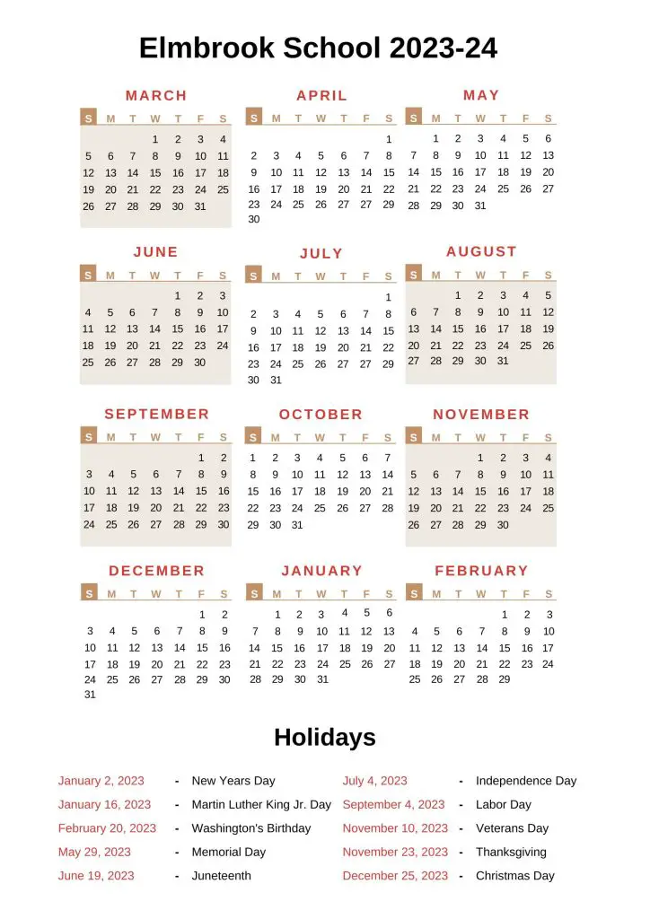 Elmbrook Schools Calendar 2023-2024