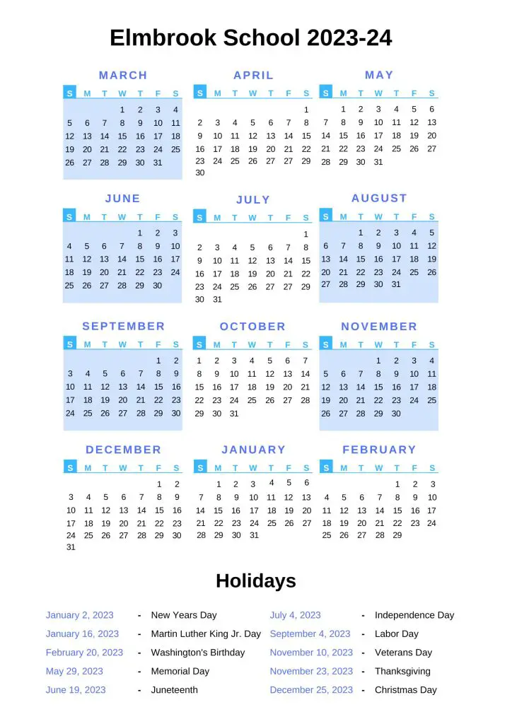 Elmbrook School District Calendar 2023-24