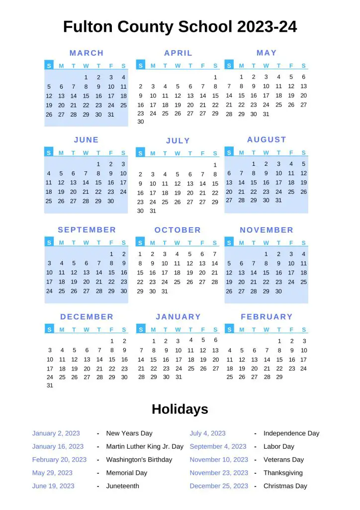 Fulton County School Calendar 2023-24