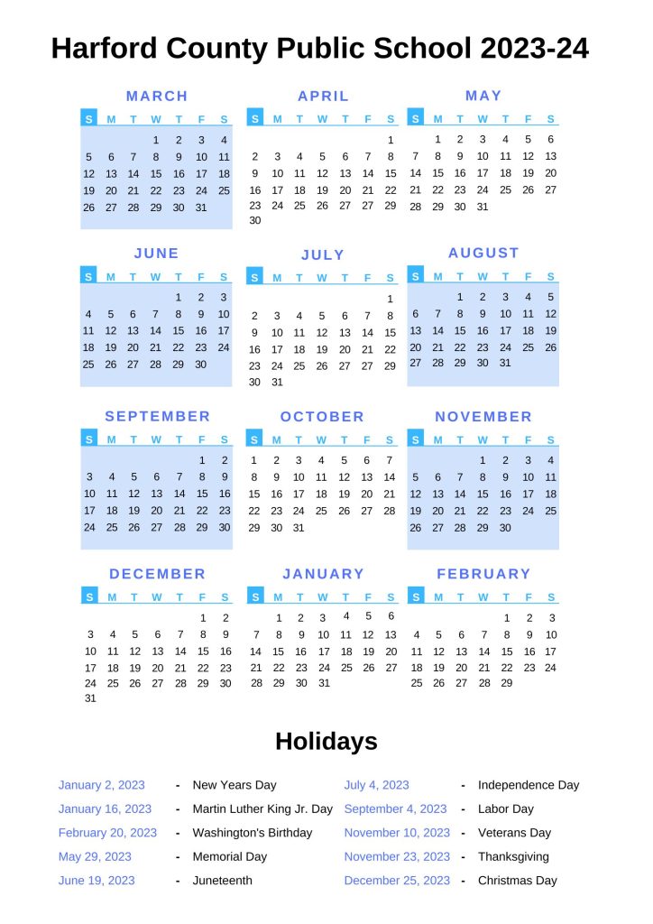 Harford County Public Schools Calendar