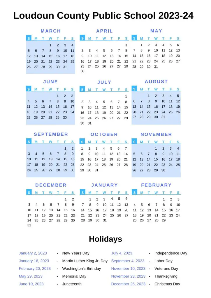 Loudoun County Public Schools Calendar