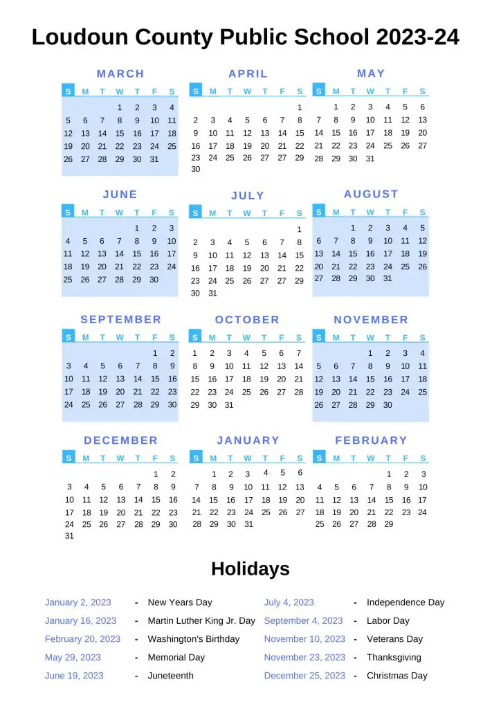 Loudoun County Public Schools Calendar LCPS 2023 24