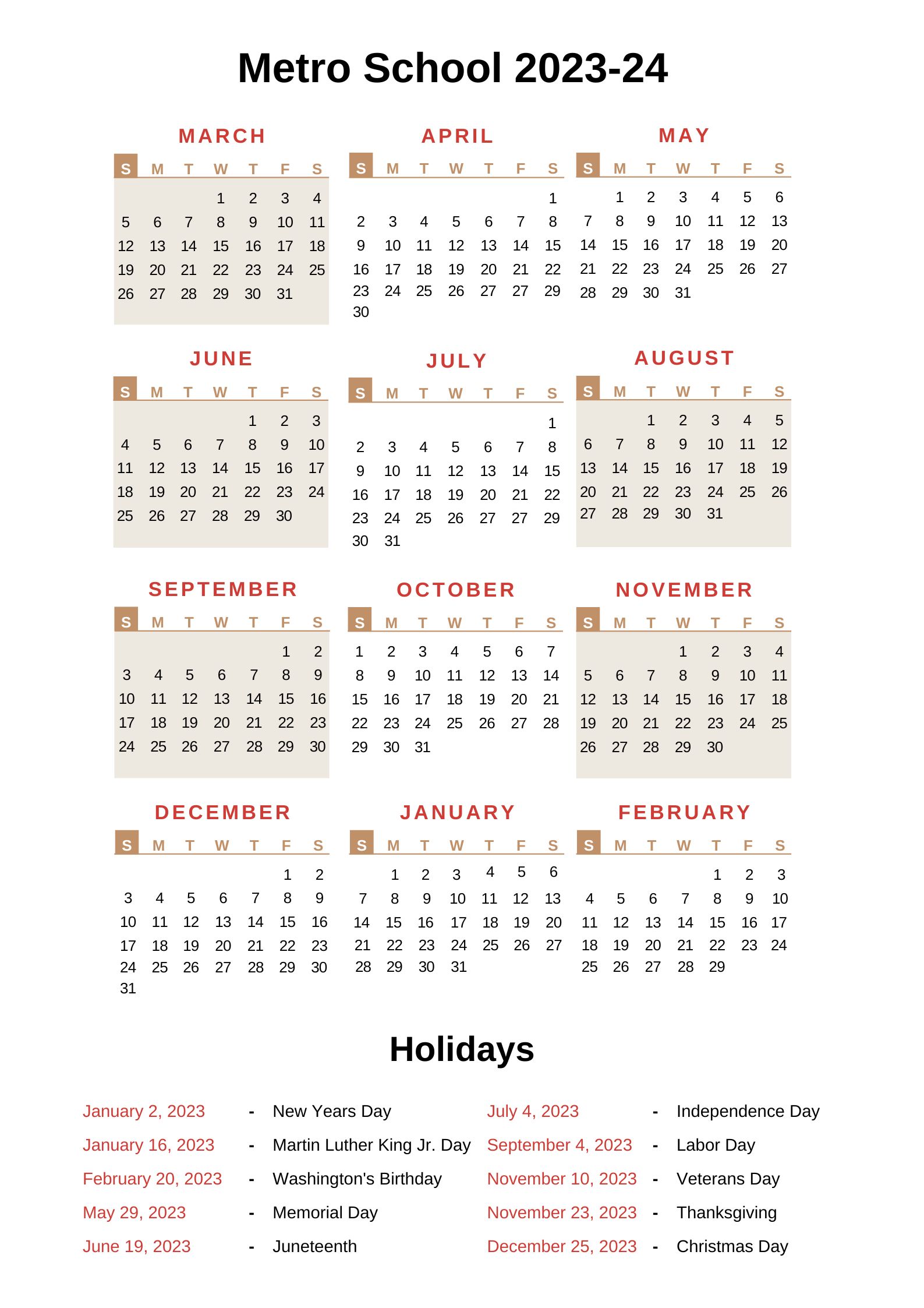 Metro Schools Calendar 2023 24 1 
