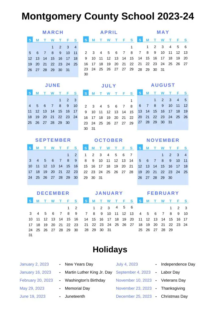 Montgomery County Schools Calendar 2023-24